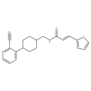 (E)-N-((1-(3-cyanopyrazin-2-yl)piperidin-4-yl)methyl)-3-(thiophen-2-yl)acrylamide结构式