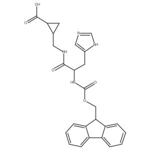 2-{[(2R)-2-({[(9H-fluoren-9-yl)methoxy]carbonyl}amino)-3-(1H-imidazol-4-yl)propanamido]methyl}cyclopropane-1-carboxylic acid Structure