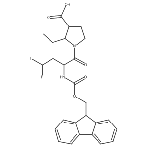 2-ethyl-1-[2-({[(9H-fluoren-9-yl)methoxy]carbonyl}amino)-4,4-difluorobutanoyl]pyrrolidine-3-carboxylic acid结构式