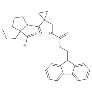 1-{1-[({[(9H-fluoren-9-yl)methoxy]carbonyl}amino)methyl]cyclopropanecarbonyl}-2-(methoxymethyl)pyrrolidine-2-carboxylic acid结构式