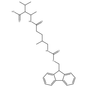 3-[5-({[(9H-fluoren-9-yl)methoxy]carbonyl}amino)-4-methylpentanamido]-2-(propan-2-yl)butanoic acid结构式