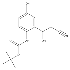 tert-butyl N-[2-(2-cyano-1-hydroxyethyl)-4-hydroxyphenyl]carbamate结构式