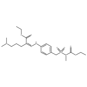 Pentanoic acid, 5-(dimethylamino)-2-[2-[4-[[[(ethoxycarbonyl)methylamino]sulfonyl]methyl]phenyl]hydrazinylidene]-, ethyl ester Structure
