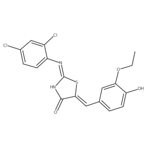 (2E,5Z)-2-[(2,4-dichlorophenyl)imino]-5-(3-ethoxy-4-hydroxybenzylidene)-1,3-thiazolidin-4-one Structure