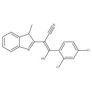 (E)-3-(2,4-dichlorophenyl)-2-(1-methyl-1H-benzo[d]imidazol-2(3H)-ylidene)-3-oxopropanenitrile结构式