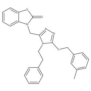 3-((5-((3-methylbenzyl)thio)-4-phenethyl-4H-1,2,4-triazol-3-yl)methyl)benzo[d]thiazol-2(3H)-one结构式