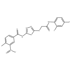 N-(5-((2-((2,4-difluorophenyl)amino)-2-oxoethyl)thio)-1,3,4-thiadiazol-2-yl)-4-methyl-3-nitrobenzamide结构式