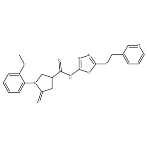 1-(2-methoxyphenyl)-5-oxo-N-(5-((pyridin-3-ylmethyl)thio)-1,3,4-thiadiazol-2-yl)pyrrolidine-3-carboxamide结构式