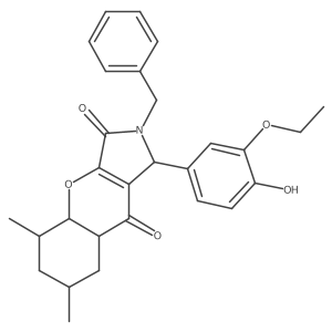 2-benzyl-1-(3-ethoxy-4-hydroxyphenyl)-5,7-dimethyl-4a,5,6,7,8,8a-hexahydro-1H-chromeno[2,3-c]pyrrole-3,9-dione Structure