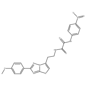 N1-(2-(2-(4-methoxyphenyl)thiazolo[3,2-b][1,2,4]triazol-6-yl)ethyl)-N2-(4-nitrophenyl)oxalamide结构式