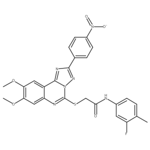 2-((8,9-dimethoxy-2-(4-nitrophenyl)-[1,2,4]triazolo[1,5-c]quinazolin-5-yl)thio)-N-(3-fluoro-4-methylphenyl)acetamide结构式