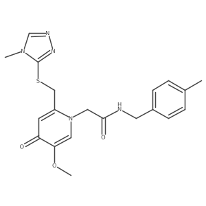 2-(5-methoxy-2-(((4-methyl-4H-1,2,4-triazol-3-yl)thio)methyl)-4-oxopyridin-1(4H)-yl)-N-(4-methylbenzyl)acetamide结构式