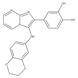 4-[3-(2,3-Dihydro-1,4-benzodioxin-6-ylamino)imidazo[1,2-a]pyrimidin-2-yl]-1,2-benzenediol结构式