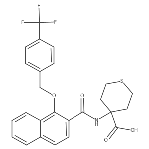 4-{[1-(4-Trifluoromethyl-benzyloxy)-naphthalene-2-carbonyl]-amino}-tetrahydro-thiopyran-4-carboxylic acid结构式