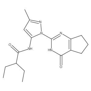2-ethyl-N-(3-methyl-1-(4-oxo-4,5,6,7-tetrahydro-3H-cyclopenta[d]pyrimidin-2-yl)-1H-pyrazol-5-yl)butanamide Structure