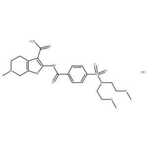 2-{4-[bis(2-methoxyethyl)sulfamoyl]benzamido}-6-methyl-4H,5H,6H,7H-thieno[2,3-c]pyridine-3-carboxamide hydrochloride结构式