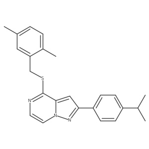 4-[(2,5-Dimethylbenzyl)thio]-2-(4-isopropylphenyl)pyrazolo[1,5-a]pyrazine Structure