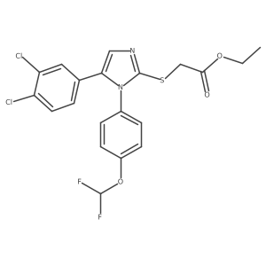 ethyl 2-((5-(3,4-dichlorophenyl)-1-(4-(difluoromethoxy)phenyl)-1H-imidazol-2-yl)thio)acetate结构式