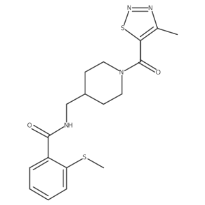 N-((1-(4-methyl-1,2,3-thiadiazole-5-carbonyl)piperidin-4-yl)methyl)-2-(methylthio)benzamide Structure
