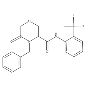 4-benzyl-5-oxo-N-[2-(trifluoromethyl)phenyl]morpholine-3-carboxamide结构式