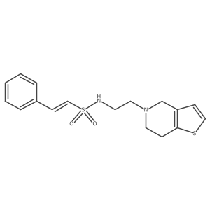 2-phenyl-N-(2-{4H,5H,6H,7H-thieno[3,2-c]pyridin-5-yl}ethyl)ethene-1-sulfonamide结构式