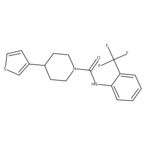 4-(thiophen-3-yl)-N-(2-(trifluoromethyl)phenyl)piperidine-1-carboxamide结构式