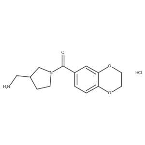 (3-(Aminomethyl)pyrrolidin-1-yl)(2,3-dihydrobenzo[b][1,4]dioxin-6-yl)methanone hydrochloride Structure
