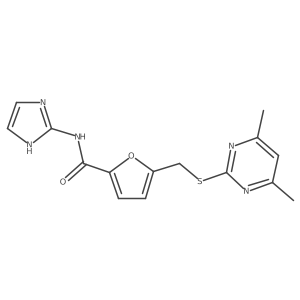 5-{[(4,6-dimethylpyrimidin-2-yl)sulfanyl]methyl}-N-(1H-imidazol-2-yl)furan-2-carboxamide结构式