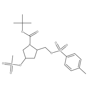 tert-Butyl (2S,4R)-4-((methylsulfonyl)oxy)-2-((tosyloxy)methyl)pyrrolidine-1-carboxylate Structure