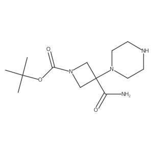 tert-Butyl 3-carbamoyl-3-(piperazin-1-yl)azetidine-1-carboxylate Structure