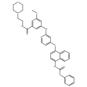 Phenyl (4-((2-((3-methoxy-5-((2-morpholinoethyl)carbamoyl)phenyl)amino)pyridin-4-yl)oxy)naphthalen-1-yl)carbamate Structure