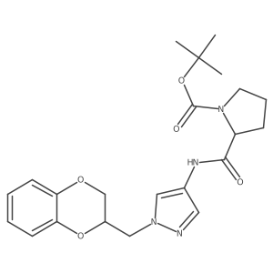 tert-butyl 2-((1-((2,3-dihydrobenzo[b][1,4]dioxin-2-yl)methyl)-1H-pyrazol-4-yl)carbamoyl)pyrrolidine-1-carboxylate Structure