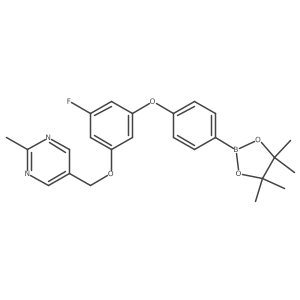 5-[[3-Fluoro-5-[4-(4,4,5,5-tetramethyl-1,3,2-dioxaborolan-2-yl)phenoxy]phenoxy]methyl]-2-methylpyrimidine结构式