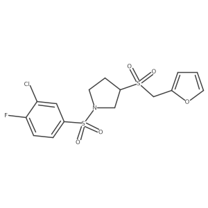1-((3-Chloro-4-fluorophenyl)sulfonyl)-3-((furan-2-ylmethyl)sulfonyl)pyrrolidine Structure