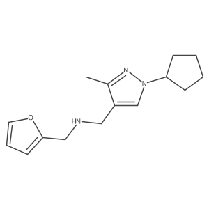 [(1-cyclopentyl-3-methyl-1H-pyrazol-4-yl)methyl][(furan-2-yl)methyl]amine结构式