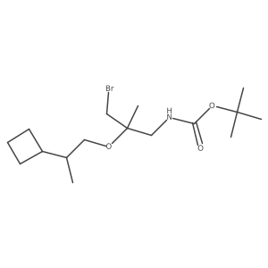 tert-butyl N-[3-bromo-2-(2-cyclobutylpropoxy)-2-methylpropyl]carbamate结构式