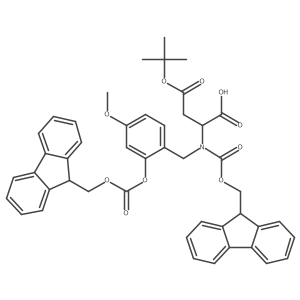 (S)-2-((((9H-Fluoren-9-yl)methoxy)carbonyl)(2-((((9H-fluoren-9-yl)methoxy)carbonyl)oxy)-4-methoxybenzyl)amino)-4-(tert-butoxy)-4-oxobutanoic acid Structure