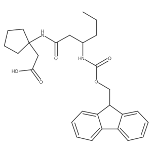 2-{1-[(3R)-3-({[(9H-fluoren-9-yl)methoxy]carbonyl}amino)hexanamido]cyclopentyl}acetic acid结构式