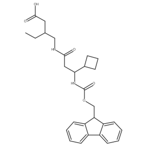 3-{[3-cyclobutyl-3-({[(9H-fluoren-9-yl)methoxy]carbonyl}amino)propanamido]methyl}pentanoic acid结构式