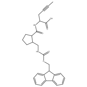 rac-2-{[(1R,2S)-2-[({[(9H-fluoren-9-yl)methoxy]carbonyl}amino)methyl]cyclopentyl]formamido}hex-4-ynoic acid结构式