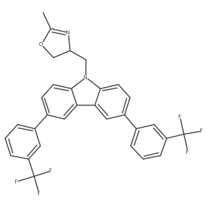 (S)-4-((3,6-Bis(3-(trifluoromethyl)phenyl)-9H-carbazol-9-yl)methyl)-2-methyl-4,5-dihydrooxazole Structure