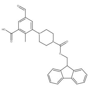 3-(4-{[(9H-fluoren-9-yl)methoxy]carbonyl}piperazin-1-yl)-5-formyl-2-methylbenzoic acid结构式