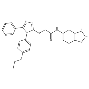 N-(2,3,3a,4,5,6,7,7a-octahydro-1H-indazol-6-yl)-2-[[4-(4-ethoxyphenyl)-5-pyridin-3-yl-1,2,4-triazol-3-yl]sulfanyl]acetamide结构式