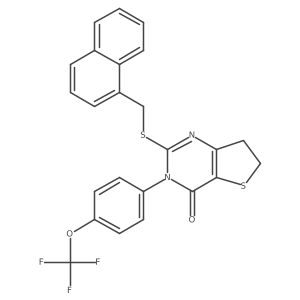 2-((naphthalen-1-ylmethyl)thio)-3-(4-(trifluoromethoxy)phenyl)-6,7-dihydrothieno[3,2-d]pyrimidin-4(3H)-one Structure