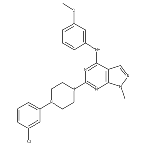 6-[4-(3-chlorophenyl)piperazin-1-yl]-N-(3-methoxyphenyl)-1-methyl-1H-pyrazolo[3,4-d]pyrimidin-4-amine结构式