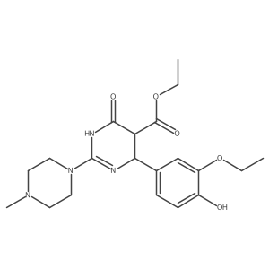 Ethyl 6-(3-ethoxy-4-hydroxyphenyl)-2-(4-methylpiperazin-1-yl)-4-oxo-1,4,5,6-tetrahydropyrimidine-5-carboxylate结构式
