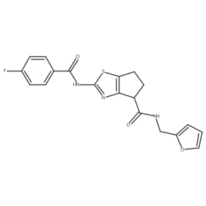 2-(4-fluorobenzamido)-N-(furan-2-ylmethyl)-5,6-dihydro-4H-cyclopenta[d]thiazole-4-carboxamide Structure