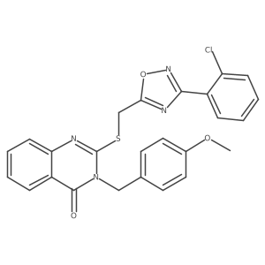 2-(((3-(2-chlorophenyl)-1,2,4-oxadiazol-5-yl)methyl)thio)-3-(4-methoxybenzyl)quinazolin-4(3H)-one结构式