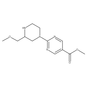 Methyl 2-(3-(methoxymethyl)piperazin-1-yl)pyrimidine-5-carboxylate结构式