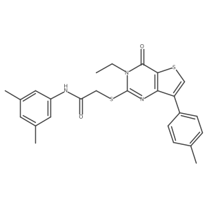 N-(3,5-dimethylphenyl)-2-{[3-ethyl-7-(4-methylphenyl)-4-oxo-3,4-dihydrothieno[3,2-d]pyrimidin-2-yl]thio}acetamide结构式